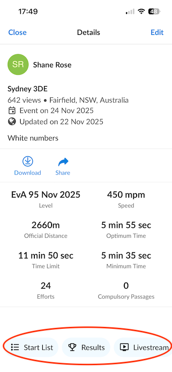 event links on a course